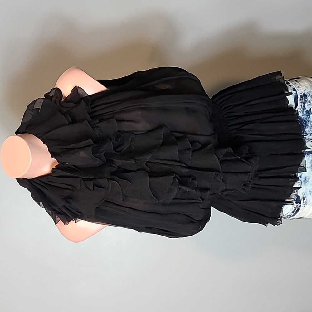 ROBBI‎ & NIKKI Sheer Silk Ruffle Top Vintage Victorian Y2K Size Small Fairy Goth